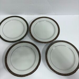 Vintage Royal Gallery Platinum Buffet Salad Plates 8.5" Set of 4 Elegant Trim